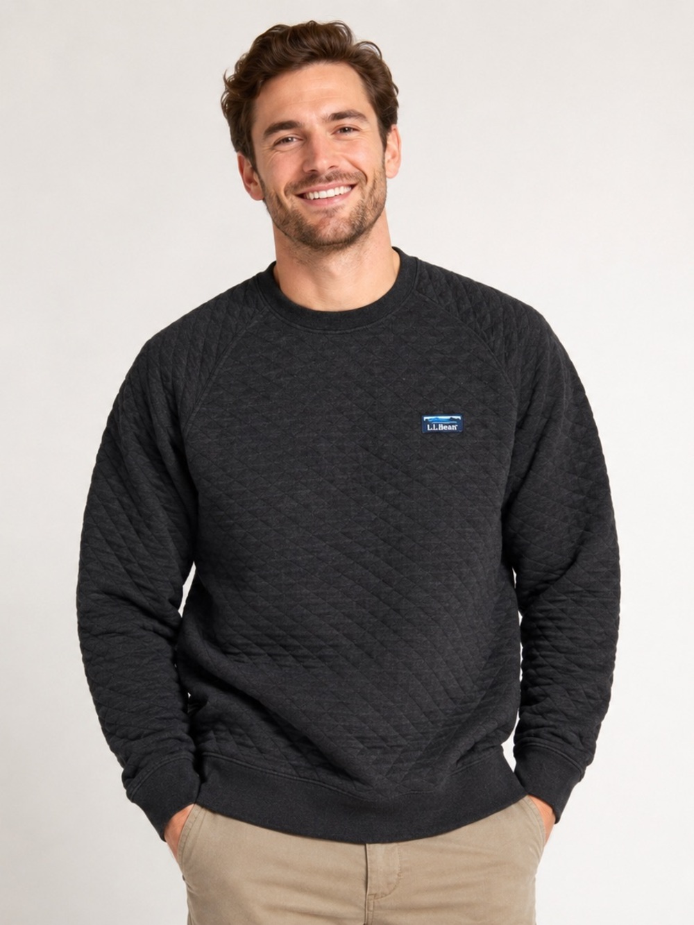 L.L. Bean Quilted Crewneck Sweatshirt Large‎ Tall Black